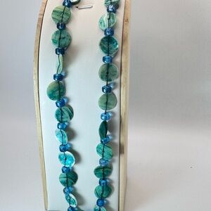 Blue and Green shells Beaded Necklace